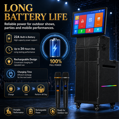 Outdoor 15 inch large screen singing high-power 200W 27 inch touch screen outdoor performance activity audio