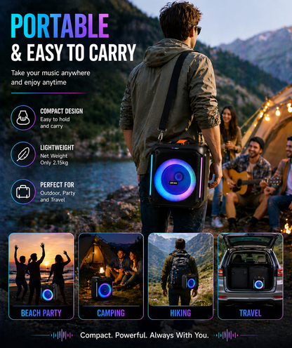 8in bass 20W 3600mah Bluetooth party Speaker portable ourdoor audio