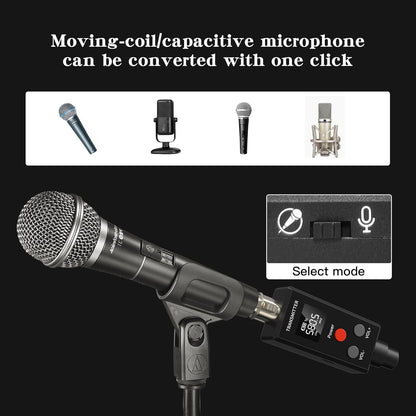 2.4GHz UHF Wireless Microphone System Adapter XLR Mic Transmitter and Receiver