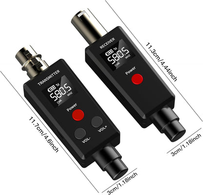 2.4GHz UHF Wireless Microphone System Adapter XLR Mic Transmitter and Receiver