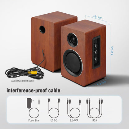 Computer Speakers Active Bookshelf Speaker with 3" Carbon Fiber Woofer Bluetooth 5.3