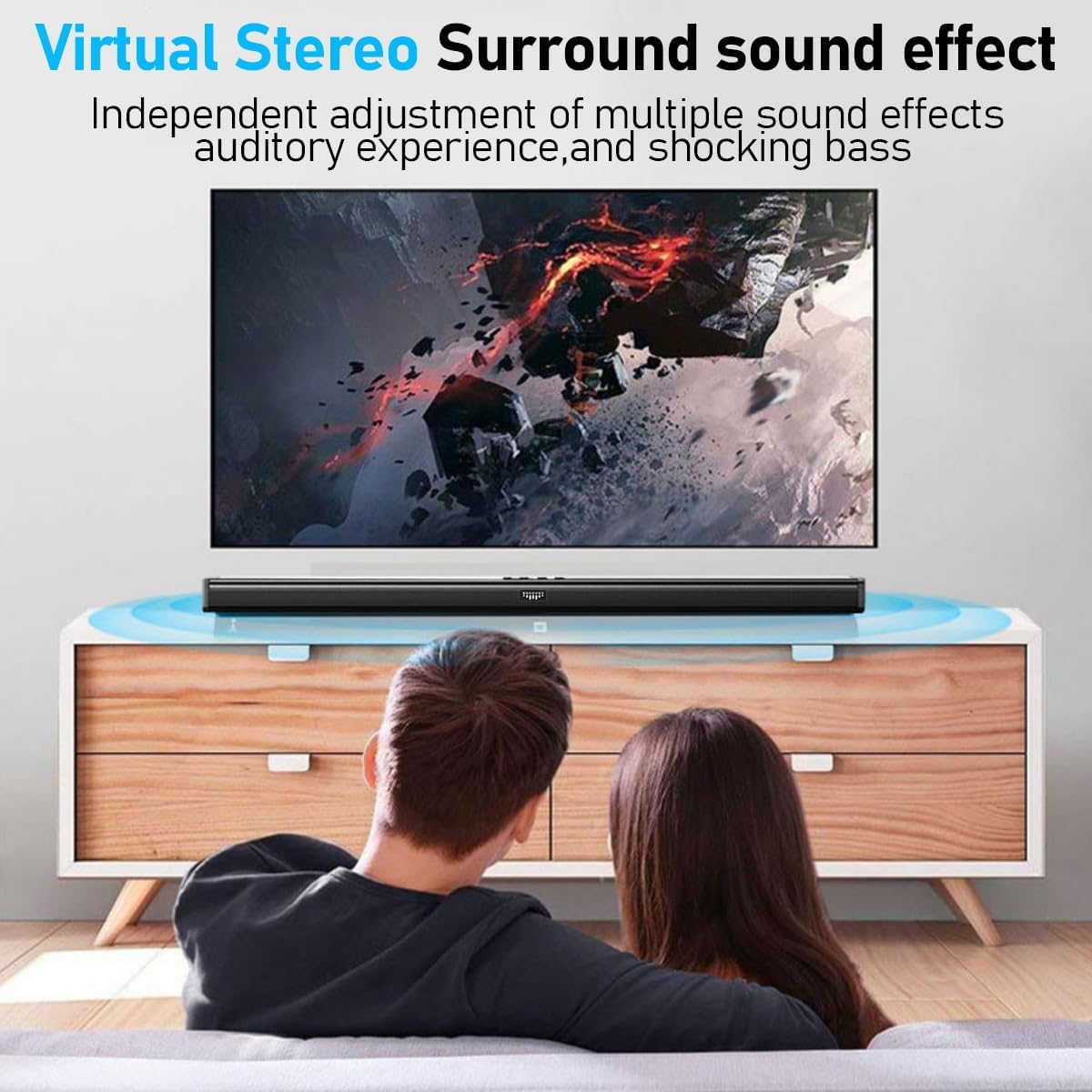 Elimavi Sound Bars for TV with Coaxial/3.5mmConnection, 30W Surround Sound System