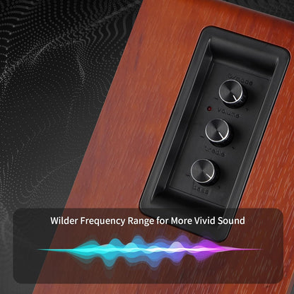 Powered Bluetooth Bookshelf Speakers with Remote & Display, 3.5"/4"/4.5" Carbon Fiber Drivers, RCA AUX Input, Wired Wireless Speakers for Turntable Record Player TV