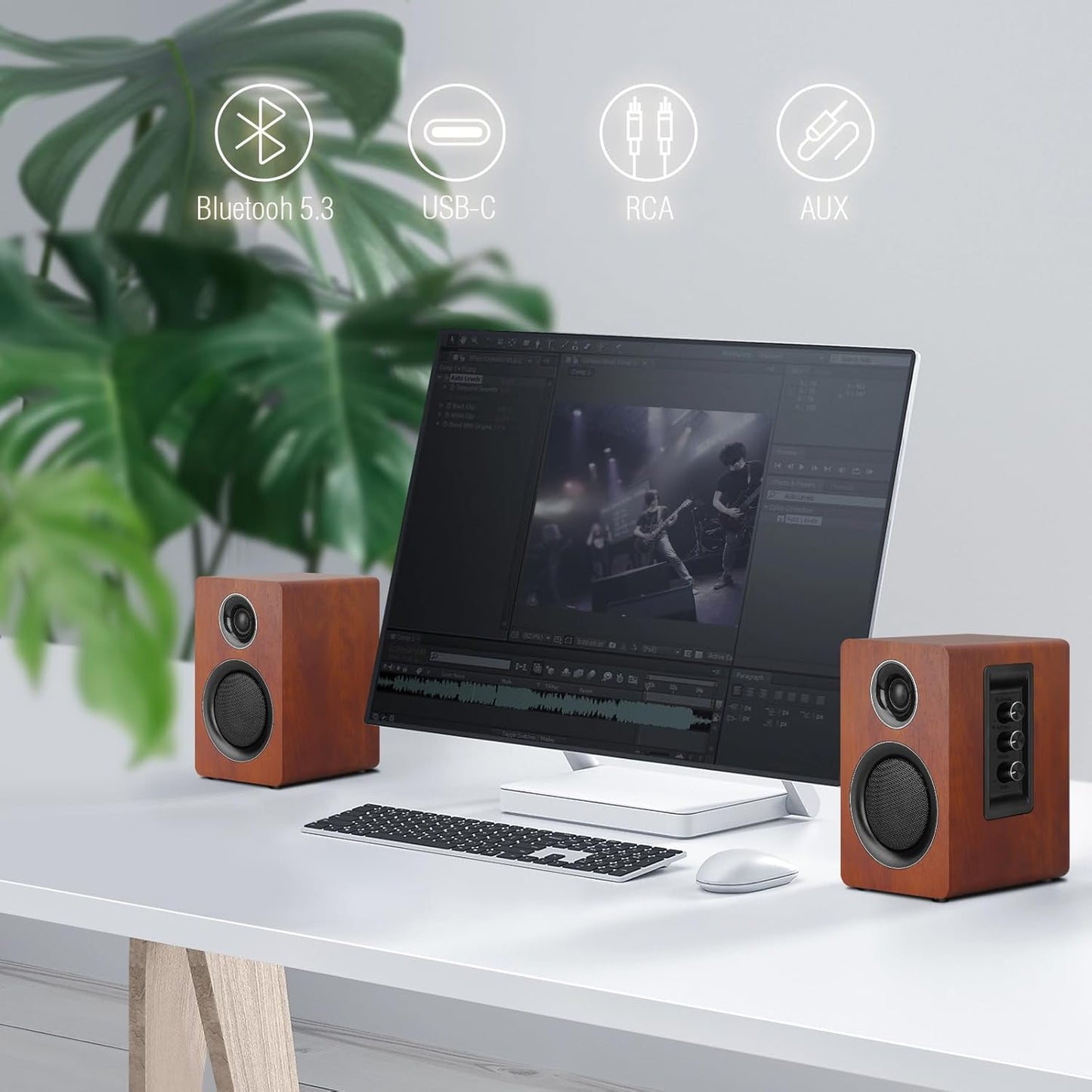 Computer Speakers Active Bookshelf Speaker with 3" Carbon Fiber Woofer Bluetooth 5.3