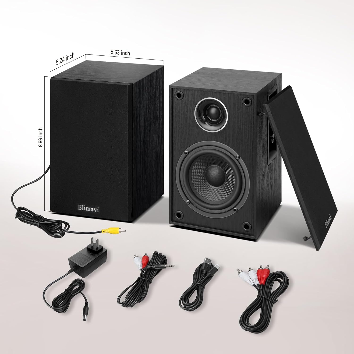 Bookshelf speakers with USB-C and RCA connectivity
