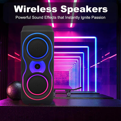 Portable PA Speaker System with 2pcs 4-inch Subwoofers,RGB Lights