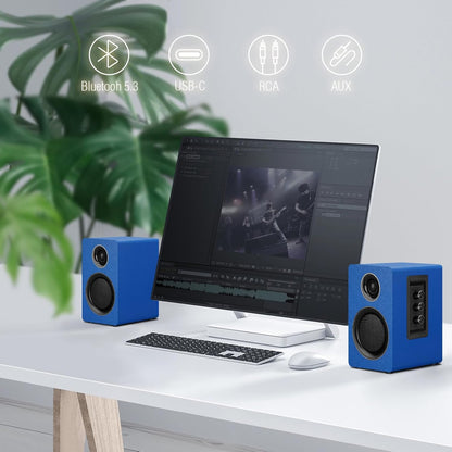 7 Colors Active Bookshelf Speakers with 3‘’ Carbon Fiber Woofer and Silk Film Tweeter