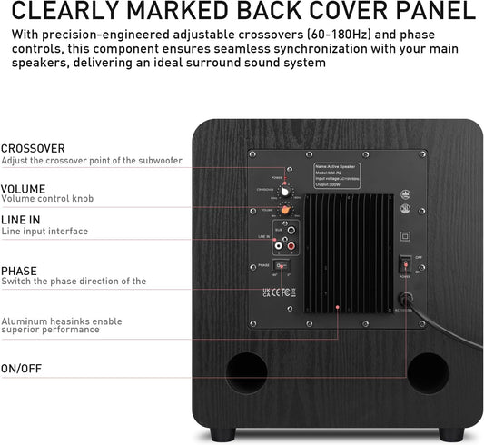 300W Deep Bass Front Firing Powered Subwoofer - 10" Copper Driver