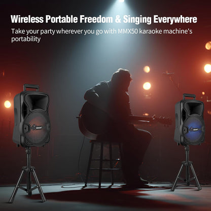 Dual 8" Portable Party Speaker with Stands for Indoor/Outdoor