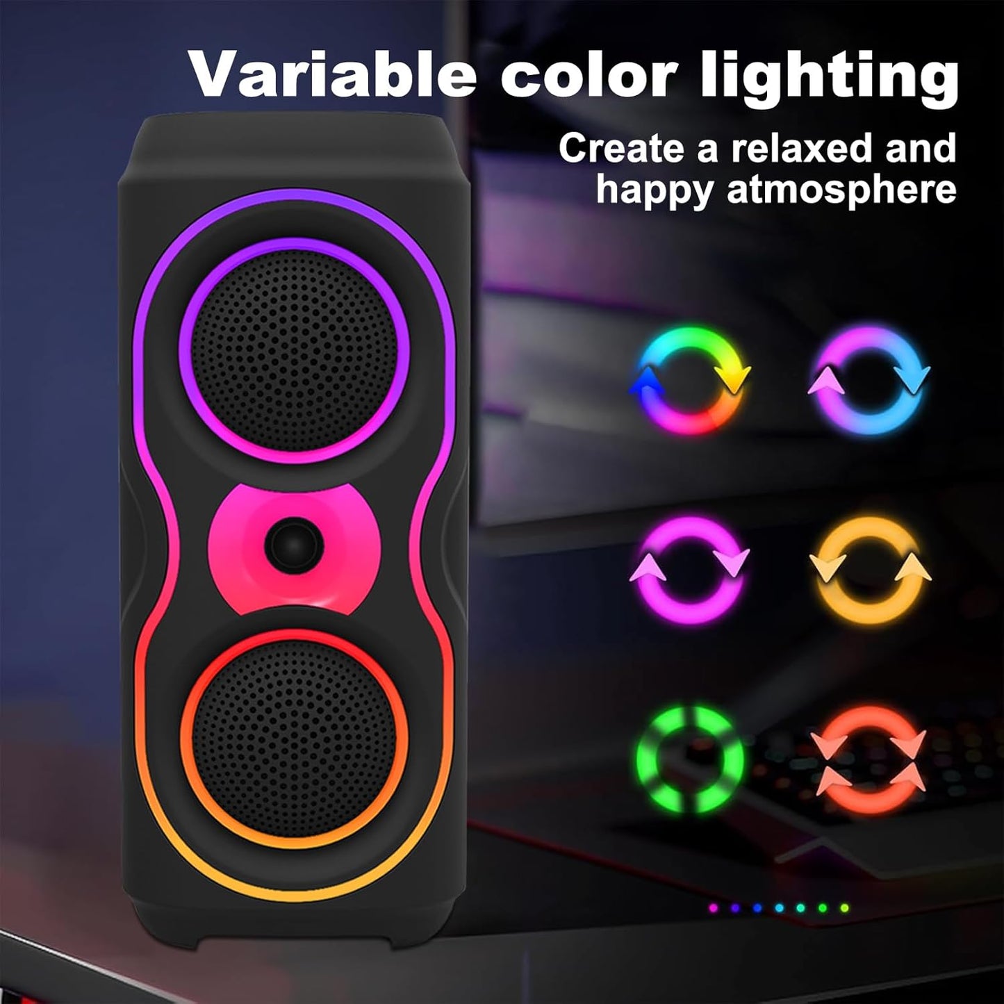 Portable PA Speaker System with 2pcs 4-inch Subwoofers,RGB Lights