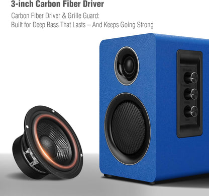 7 Colors Active Bookshelf Speakers with 3‘’ Carbon Fiber Woofer and Silk Film Tweeter