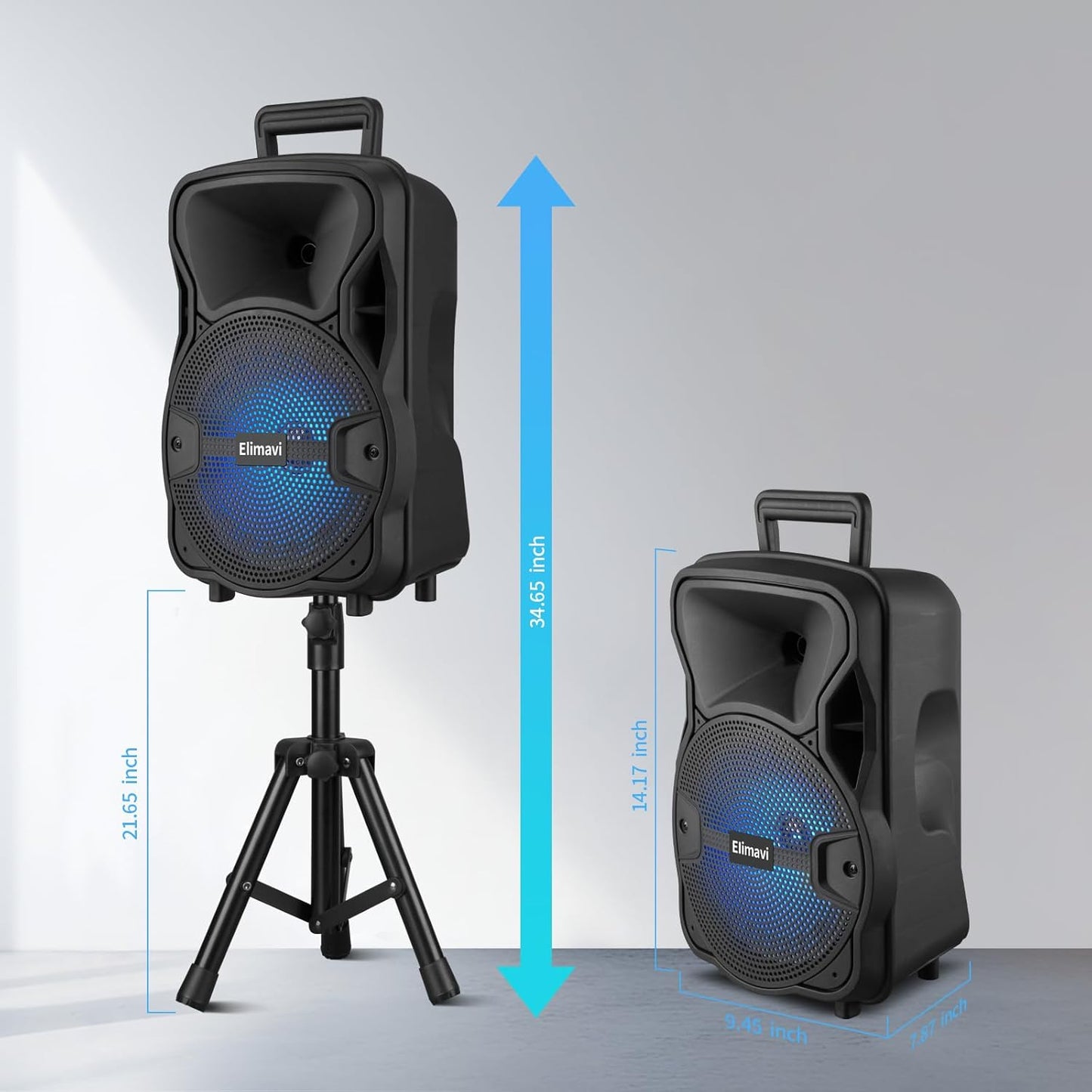 Dual 8" Portable Party Speaker with Stands for Indoor/Outdoor
