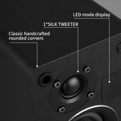 Powered Bluetooth Bookshelf Speakers with Remote & Display, 3.5"/4"/4.5" Carbon Fiber Drivers, RCA AUX Input, Wired Wireless Speakers for Turntable Record Player TV