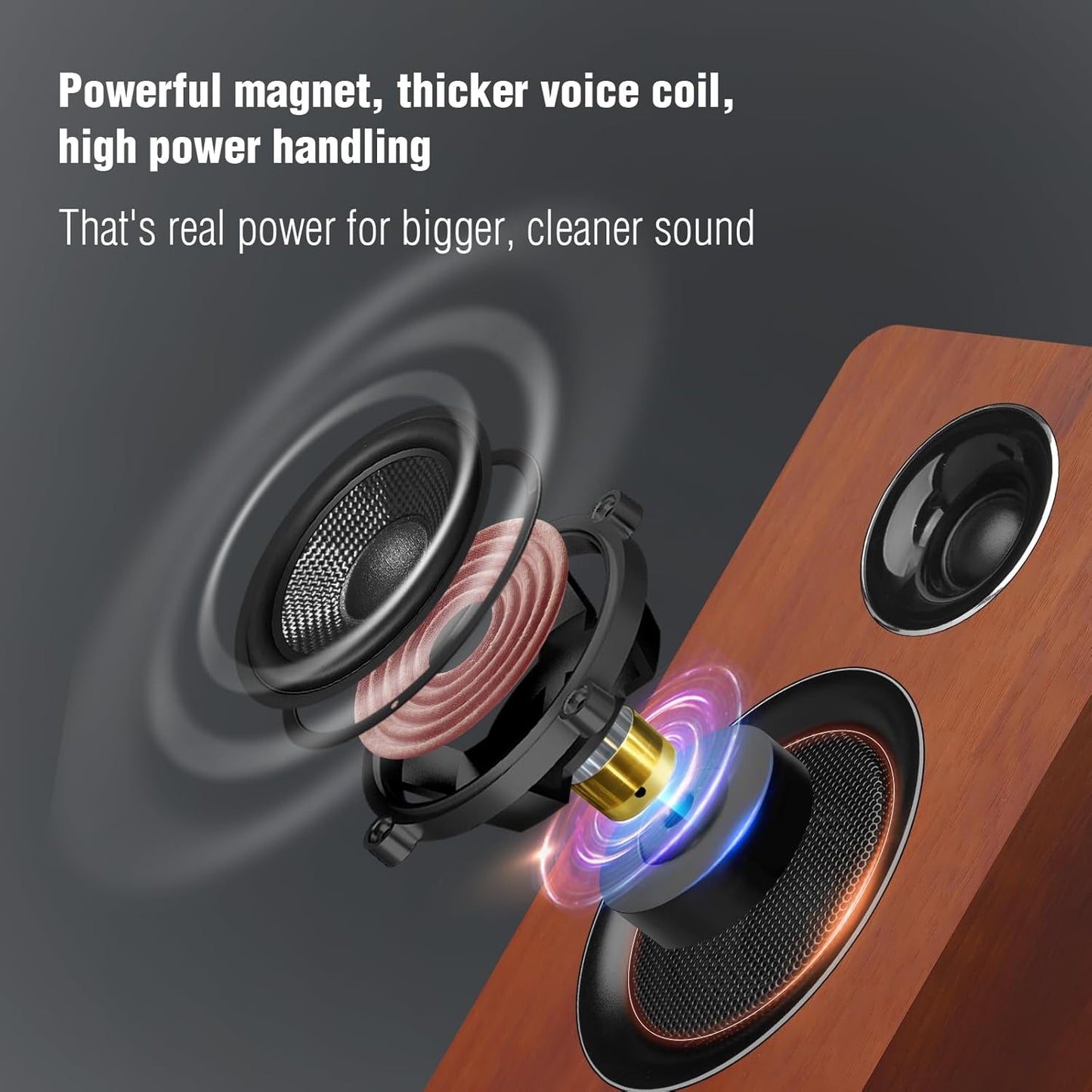 Computer Speakers Active Bookshelf Speaker with 3" Carbon Fiber Woofer Bluetooth 5.3