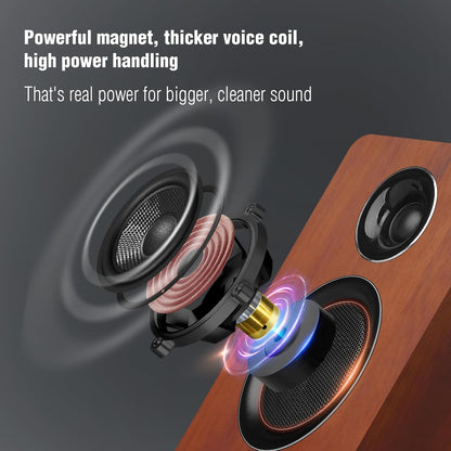 Computer Speakers Active Bookshelf Speaker with 3" Carbon Fiber Woofer Bluetooth 5.3