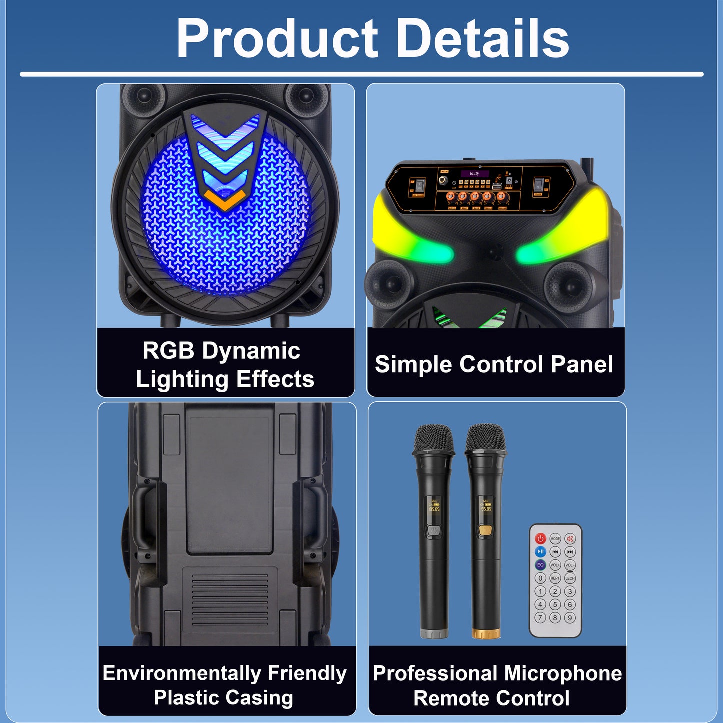 15inch bass portable speaker 3000mAh 20W outdoor audio with wireless speakers