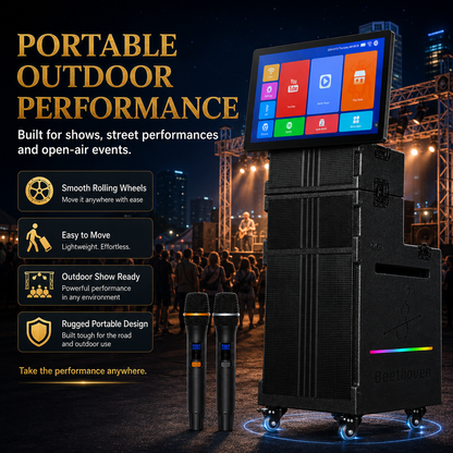 Outdoor 15 inch large screen singing high-power 200W 27 inch touch screen outdoor performance activity audio