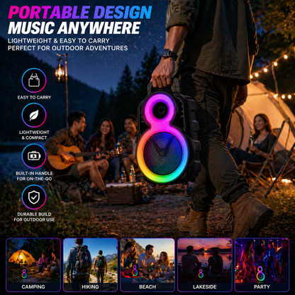 8″ Bass 3600mAh Ourdoor Party Speaker Bluetooth Long battery Life