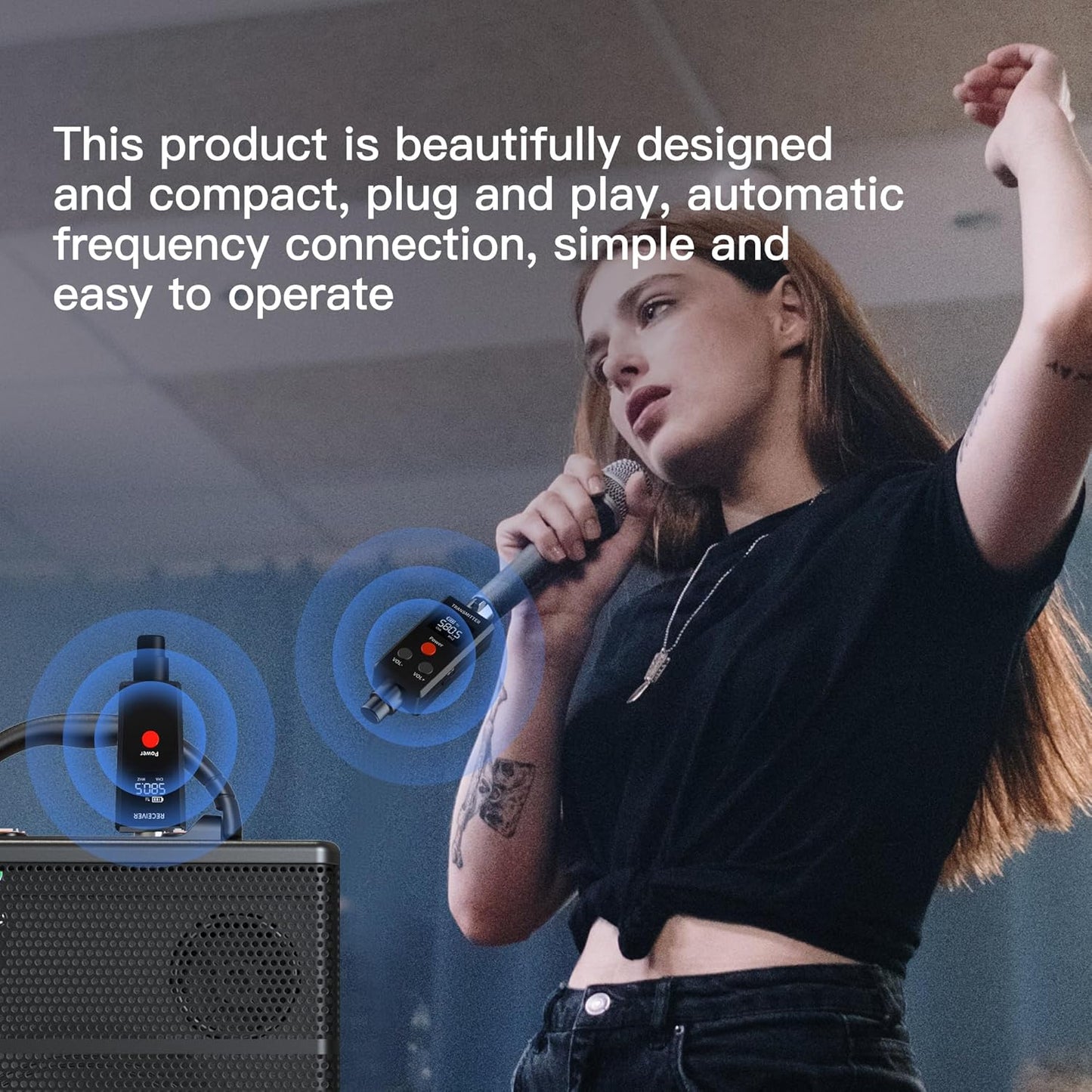 2.4GHz UHF Wireless Microphone System Adapter XLR Mic Transmitter and Receiver
