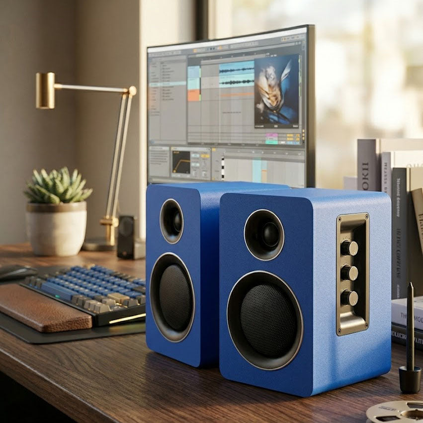 7 Colors Active Bookshelf Speakers with 3‘’ Carbon Fiber Woofer and Silk Film Tweeter