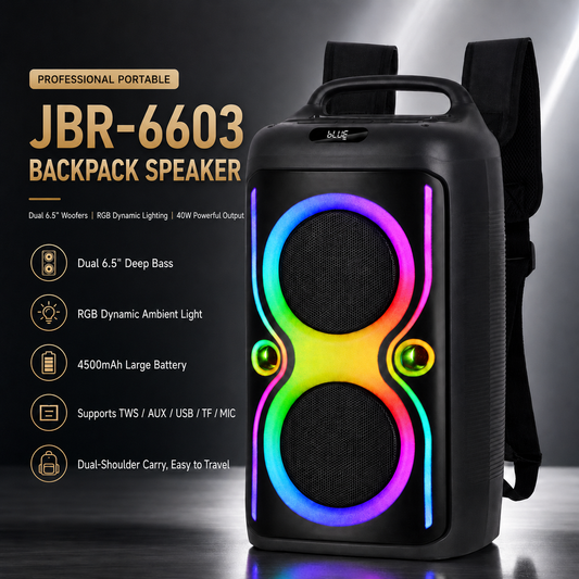 40W 6.5″ bass*2+ Tweeter portable Speaker outdoor long battery Can be carried on the body