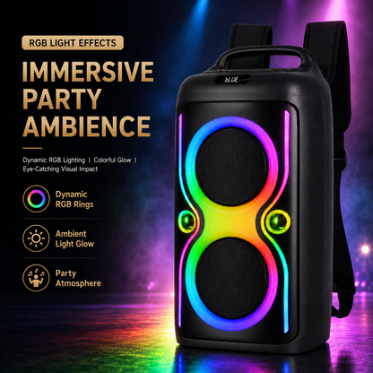 40W 6.5″ bass*2+ Tweeter portable Speaker outdoor long battery Can be carried on the body