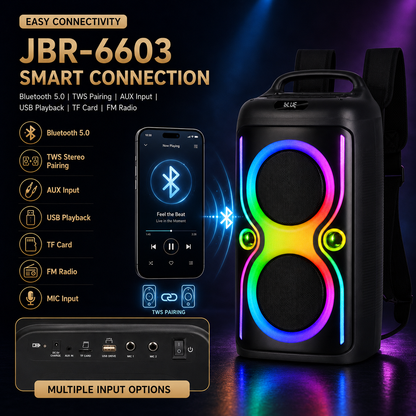40W 6.5″ bass*2+ Tweeter portable Speaker outdoor long battery Can be carried on the body