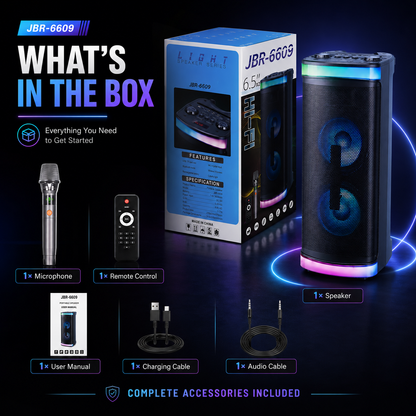 40W 6.5″bass*2 + Treble outdoor portable speaker with RGB light Bluetooth HIFI Guitar Input