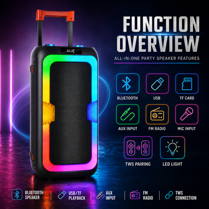 40W Portable Outdoor Party Speaker 2pieces 8inch bass and Tweeter Camping 24H Playtime HIFI Stereoscopic Sound Speaker