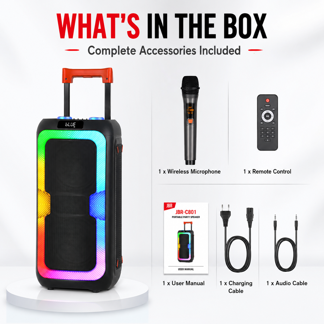 40W Portable Outdoor Party Speaker 2pieces 8inch bass and Tweeter Camping 24H Playtime HIFI Stereoscopic Sound Speaker