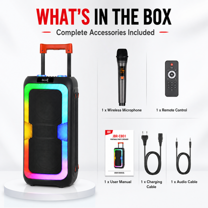 40W Portable Outdoor Party Speaker 2pieces 8inch bass and Tweeter Camping 24H Playtime HIFI Stereoscopic Sound Speaker