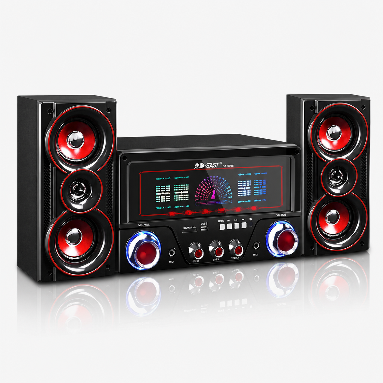 SAST Wooden Audio Home Theater Bluetooth Speaker 4inch Super Subwoofer 2pcs full range 3inch Speakers 60W