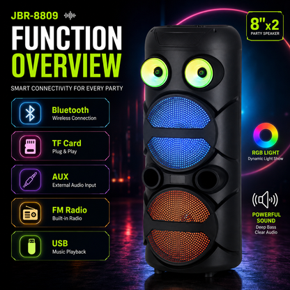 20W 3000mAh 8inch*2 bass+ tweeter party speaker outdoor HIFI Voice