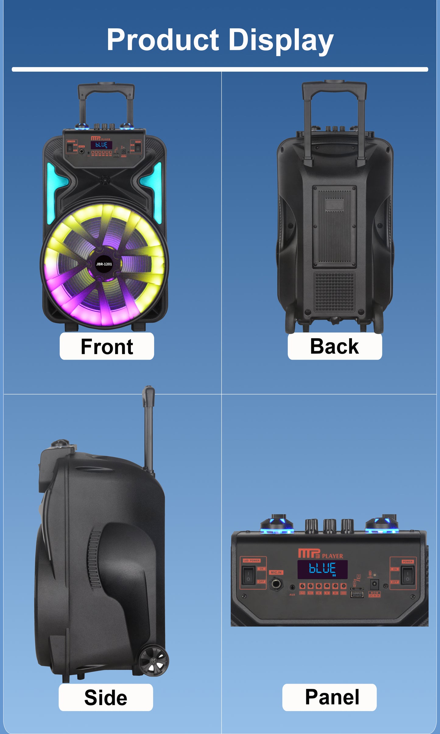13inch bass +Tweeter portable speaker 3600mAh 20W outdoor audio with wireless speakers