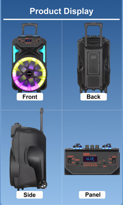 13inch bass +Tweeter portable speaker 3600mAh 20W outdoor audio with wireless speakers