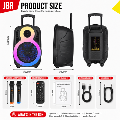 Party Speaker Bluetooth 8″ Bass 2″ Tweeter 1800mAh Ourdoor TWS