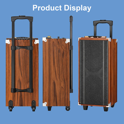 50W Bluetooth Speaker Wooden Portable Super Bass Speakers Free Wireless Microphone