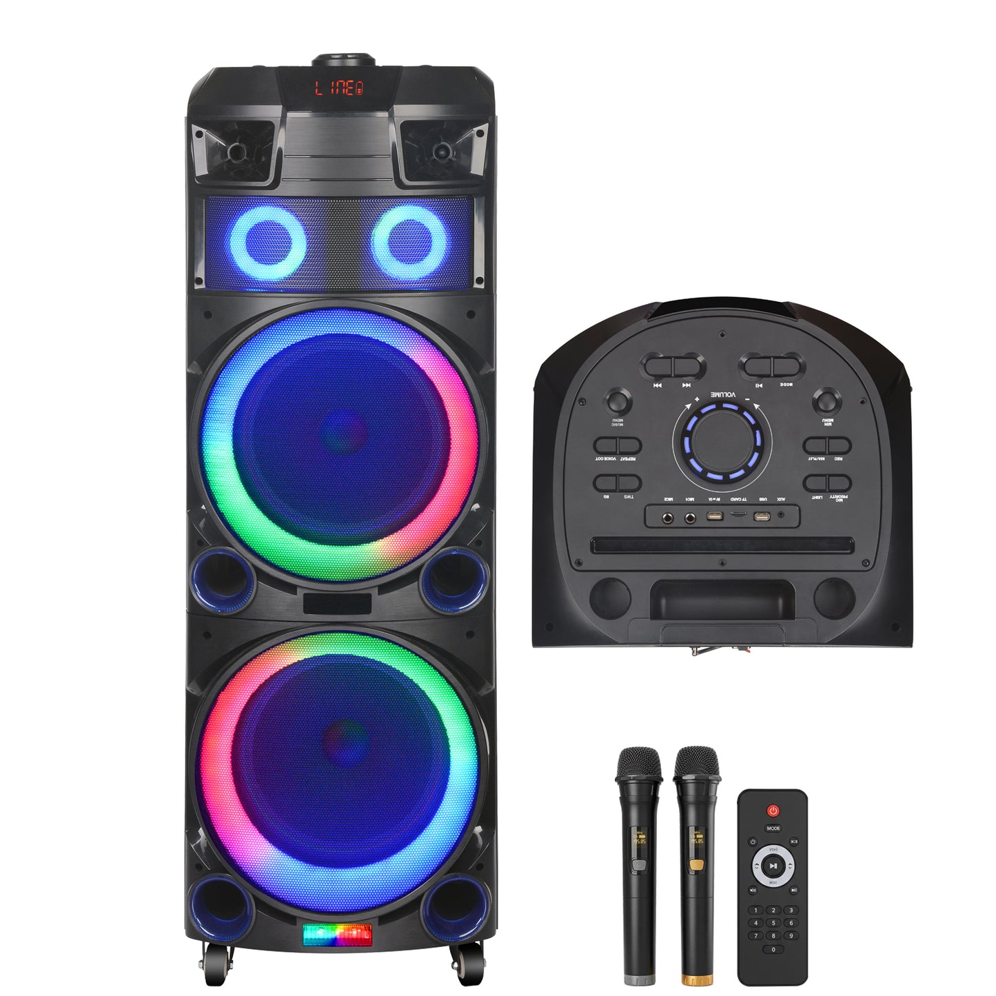 9000mAh 80W 10inch subwoofer*2+Tweeter portable speaker large size