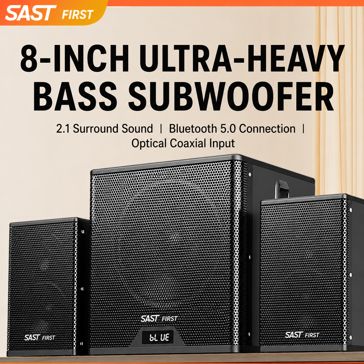 SAST A19 Home Theater Bluetooth Speaker 8-inch Super Subwoofer 2pcs Tweeter 2pcs 4 inch Mid Range Speakers + USB Drive Gifted