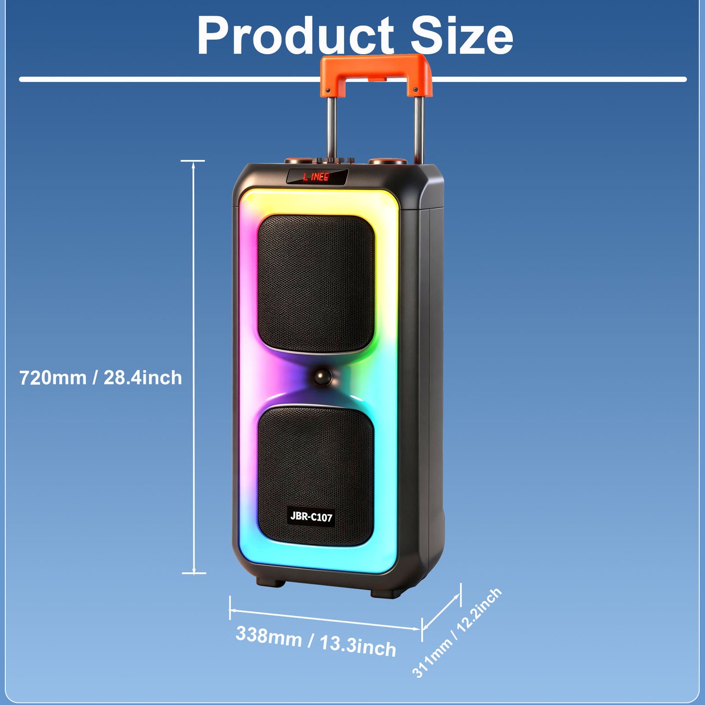10inch bass*2+Tweeter portable speaker large size 5400mAh 60W