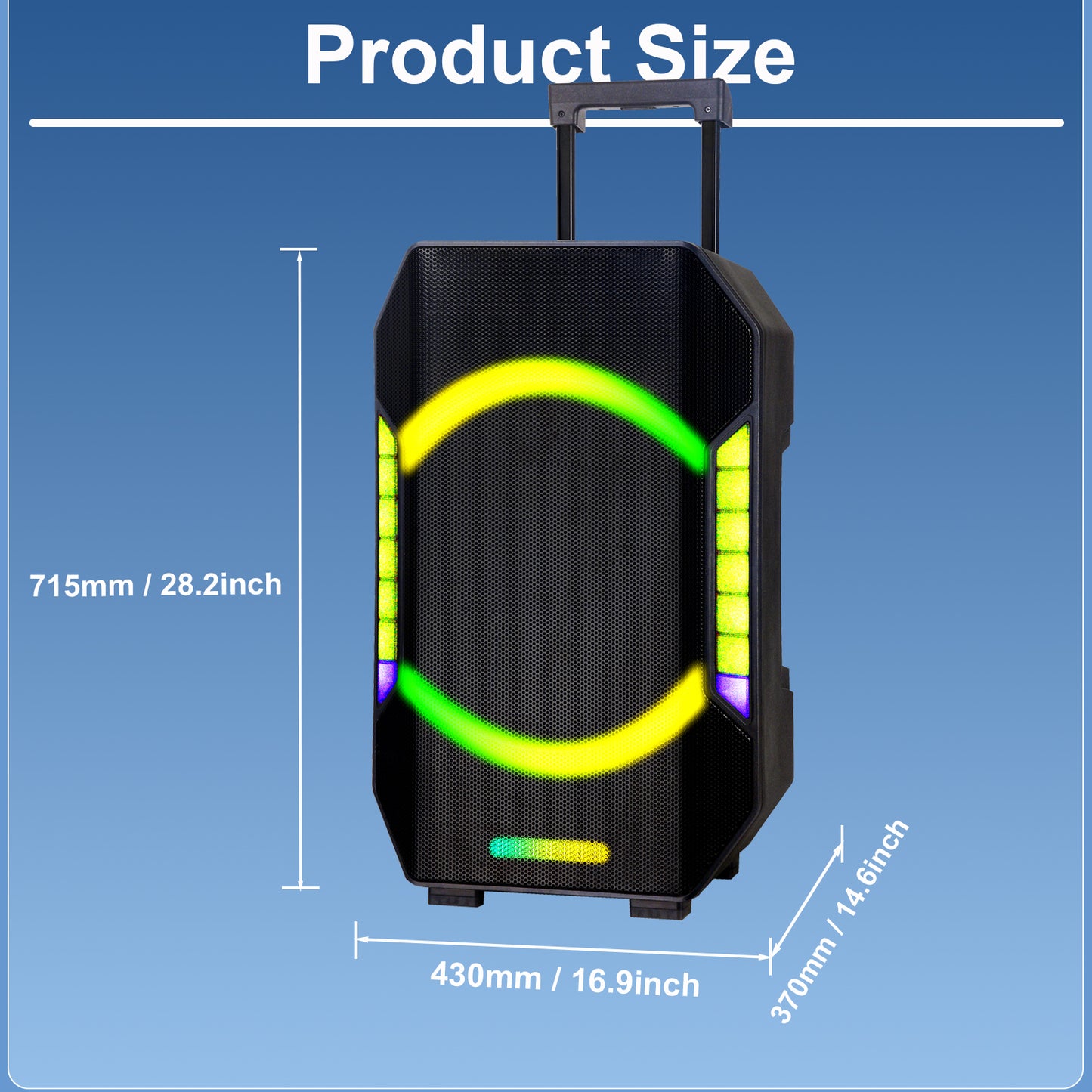 15“ Subwoofer + Tweeter 12V 7000mAh 80W Bluetooth Party Speeker with Microphones