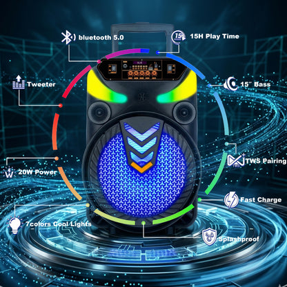 15inch bass portable speaker 3000mAh 20W outdoor audio with wireless speakers