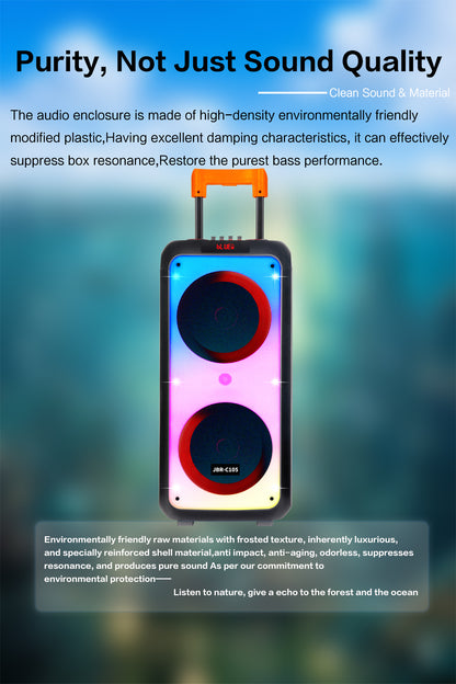 60W 2PCS 10“ bass tweeter 5400mah outdoor speaker with 2pcs wireless microphones
