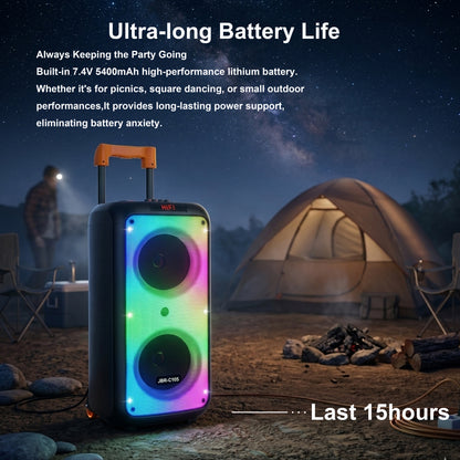 60W 2PCS 10“ bass tweeter 5400mah outdoor speaker with 2pcs wireless microphones