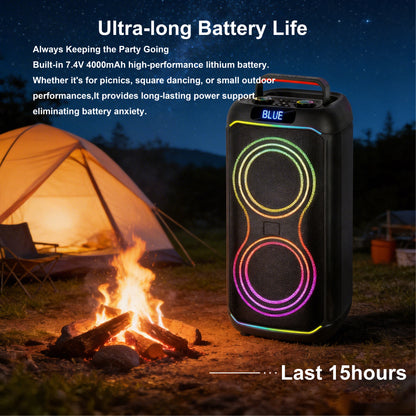 2pcs 8inch bass 40W 4000mAh portable outdoor audio speaker 7.4V