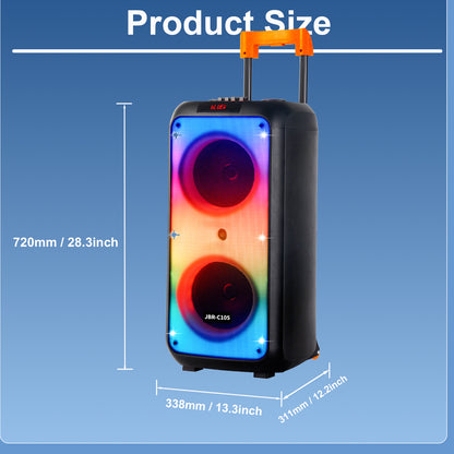 60W 2PCS 10“ bass tweeter 5400mah outdoor speaker with 2pcs wireless microphones