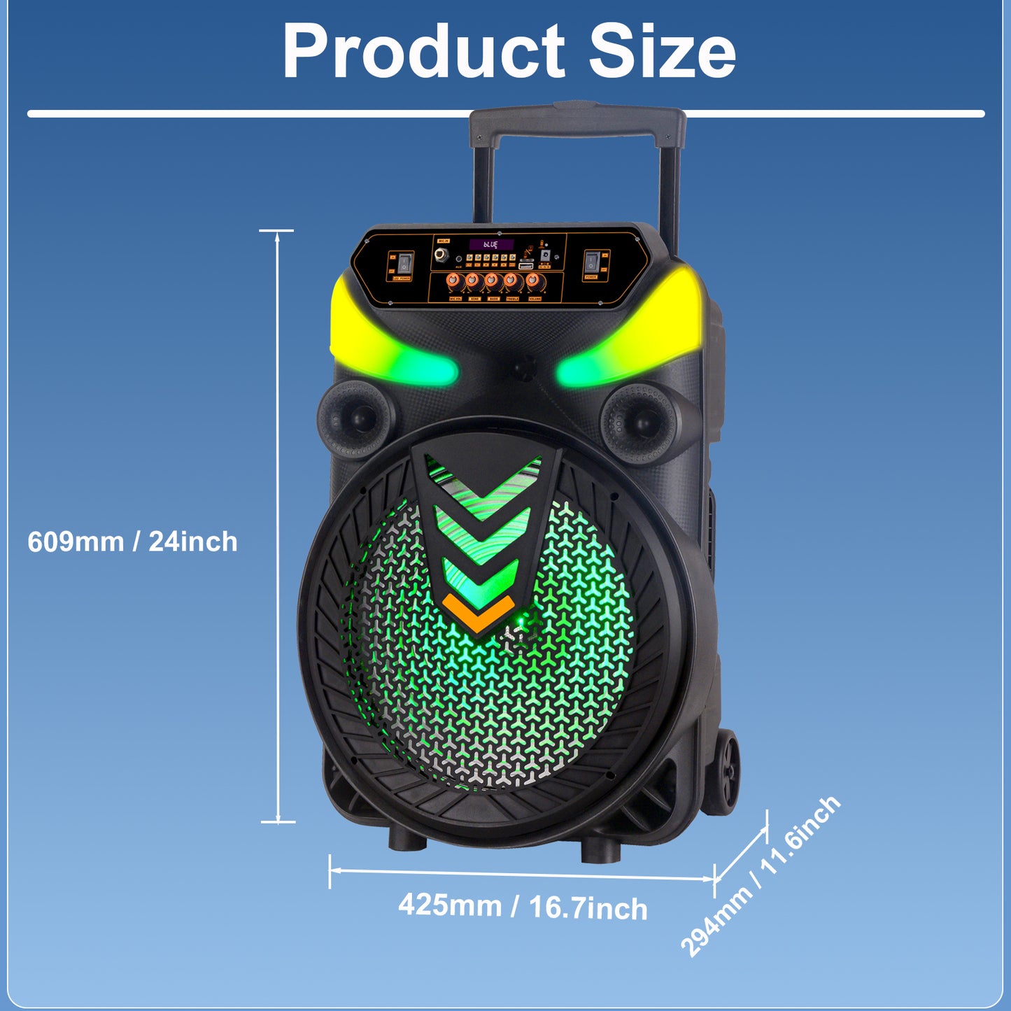 15inch bass portable speaker 3000mAh 20W outdoor audio with wireless speakers
