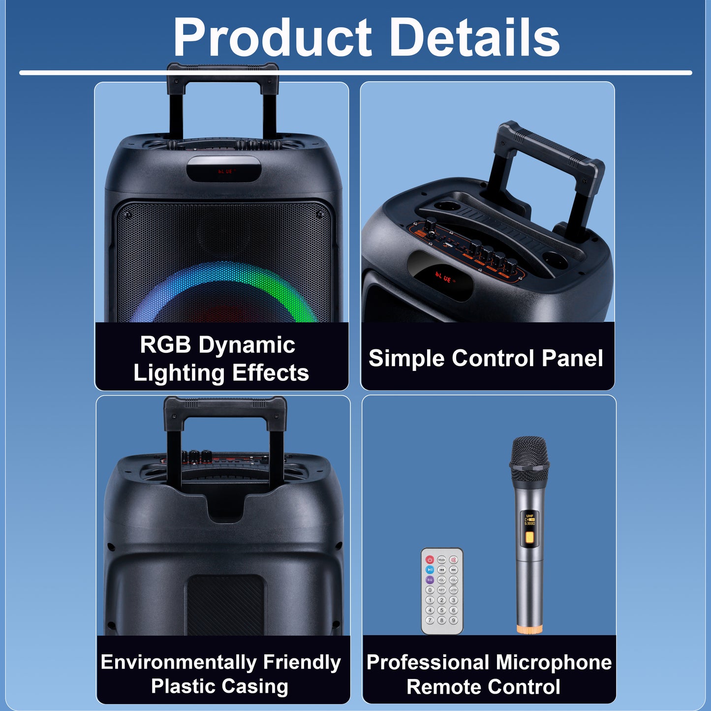 12“ bass+Tweeter 4000mAh Long Battery Life Outdoor Portable Speeker 20W 3.7V