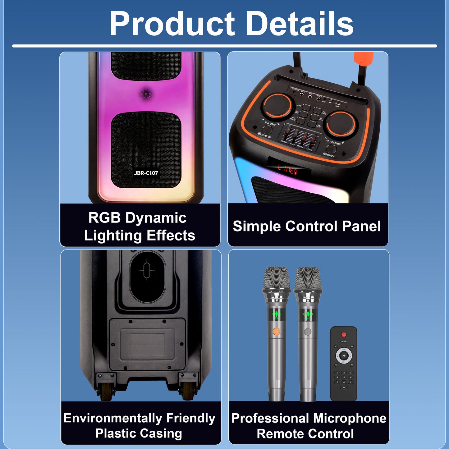 10inch bass*2+Tweeter portable speaker large size 5400mAh 60W