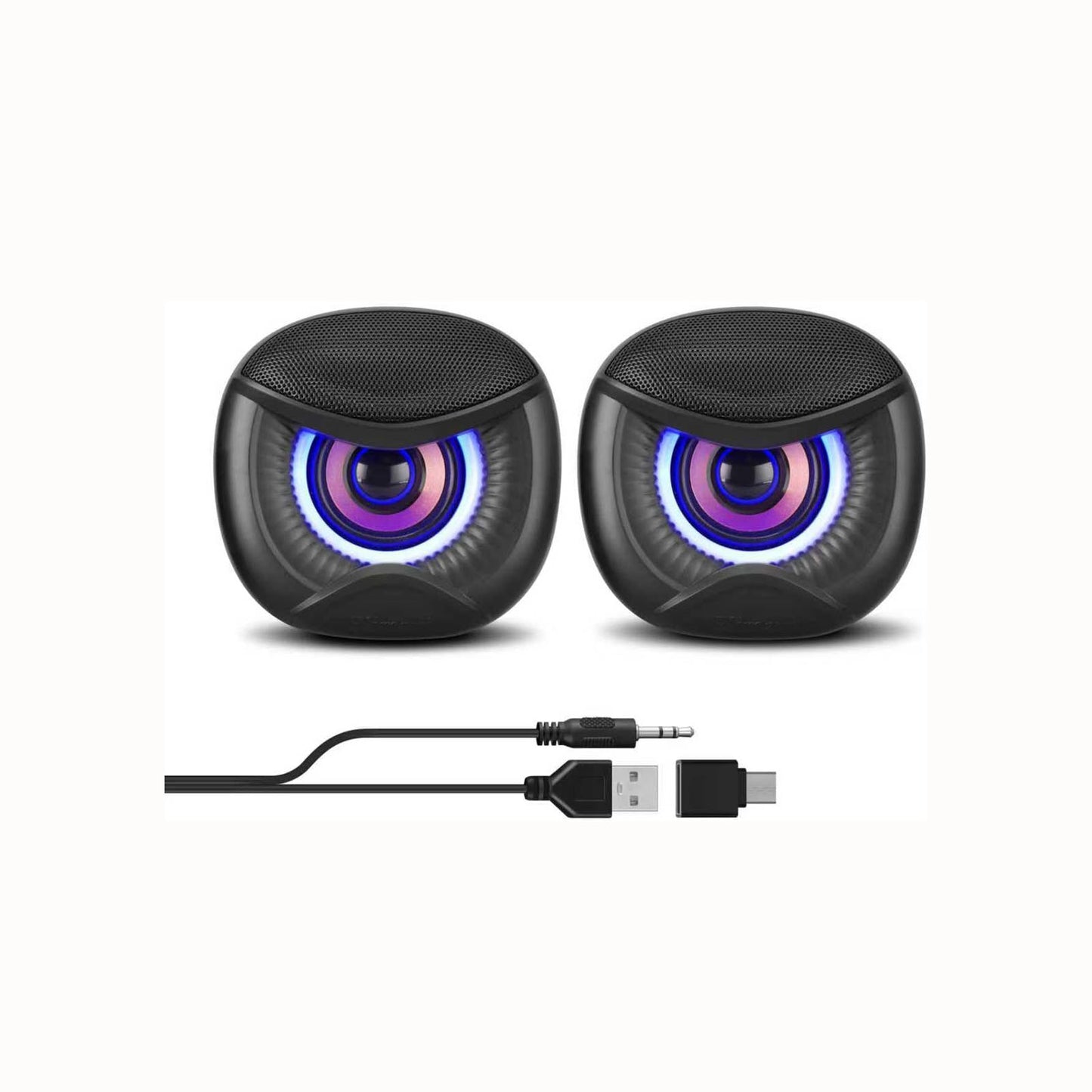 Elimavi USB computer speakers owl design with blue LED lighting